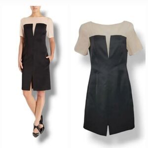 NEW 3.1 Phillip Lim Silk and Satin Cocktail Dress in Black/Beige Size 0
